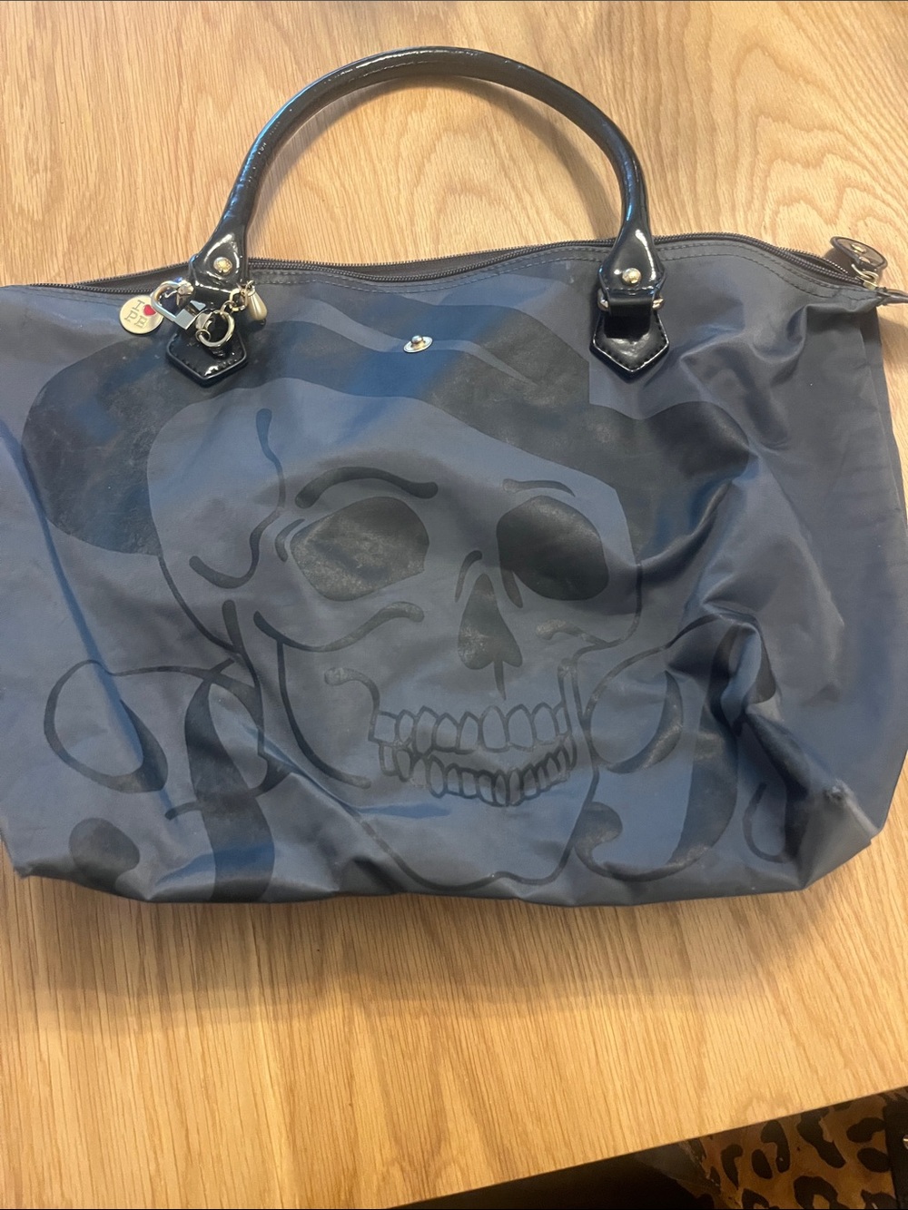 GreyTote with Tonal Skull Graphic